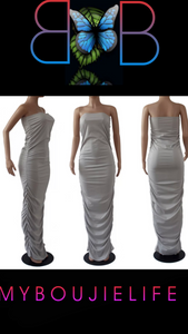 “Weather Report” Ruched Maxi Dress
